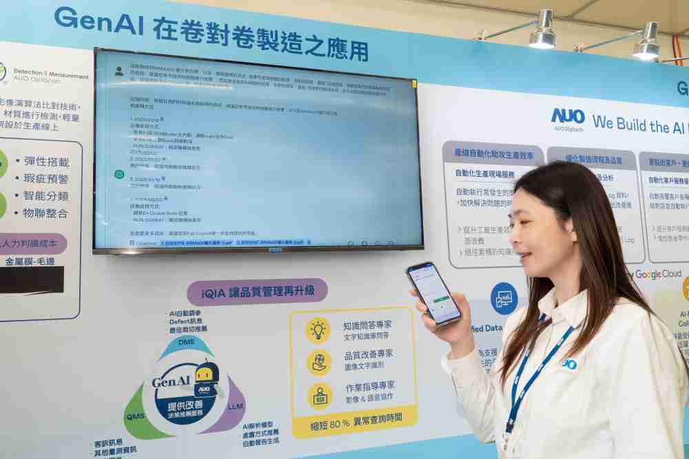 2468BET数位积极发展数智化转型，，，，透过AI落地应用优化制造流程，，，革新人力、、生产效率与设备维护效益，，，，图为〝智能质量推升助手-iQIA〞（Intelligent quality improve assistant）应用情境，，协助质量管理再升级。。。。